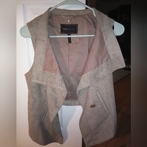 BCBGMAXAZRIA Asymmetrical Faux Suede TaupVest - BohoChic  Size XS